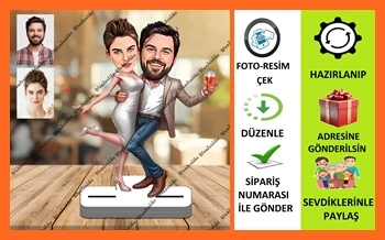 Sevgili Eş Karikatür Biblo,Sevgiliye Hediye,Doğum Günü Hediyesi ürün görseli