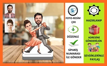 Dans Eden Karikatür Biblo,Sevgiliye Hediye,Doğum Günü Hediyesi ürün görseli