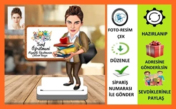 Sınıf Öğretmeni Karikatür Biblo,Sevgiliye Hediye,Doğum Günü Hediyesi - 1