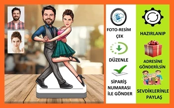 Dans Eden Çift Karikatür Biblo,Sevgiliye Hediye,Doğum Günü Hediyesi ürün görseli