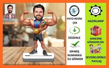 Şampiyon Karikatür Biblo,Sevgiliye Hediye,Doğum Günü Hediyesi ürün görseli