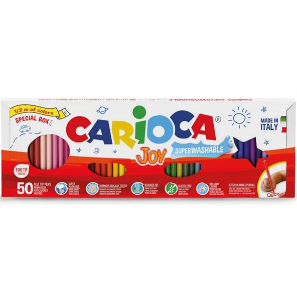 Carioca Joy Süper Yıkanabilir Keçeli Boya Kalemi 50'li (1/2 Metre)