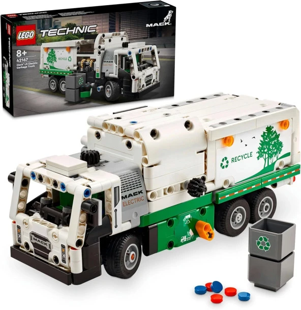 LEGO Technic Mack® LR Electric Çöp Kamyonu 42167-8 Yaş ve Üzeri Çocuklar için Geri Dönüşüm Temalı Koleksiyonluk Yaratıcı Oyuncak Model Yapım Seti (503 Parça)