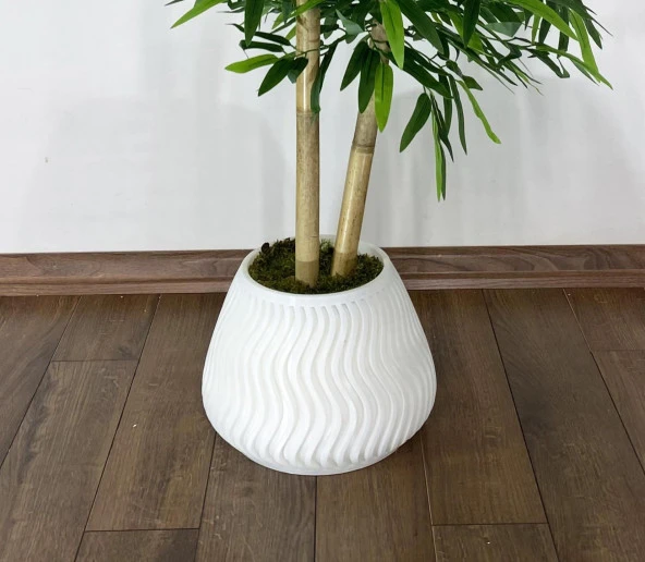 BİÇİÇEK YAPAY BAMBU AĞACI 140CM BÜYÜK SAKSI YOĞUN YAPRAKLI