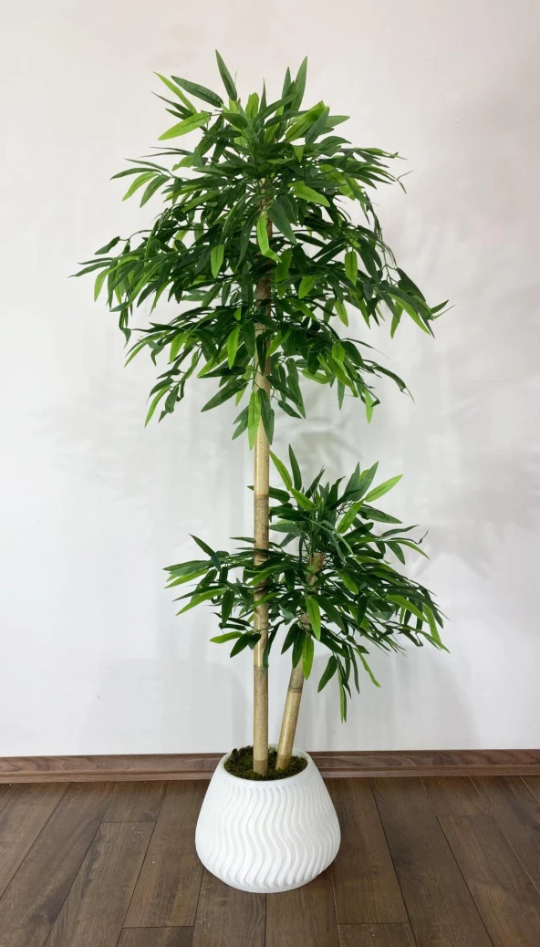 BİÇİÇEK YAPAY BAMBU AĞACI 140CM BÜYÜK SAKSI YOĞUN YAPRAKLI - 3