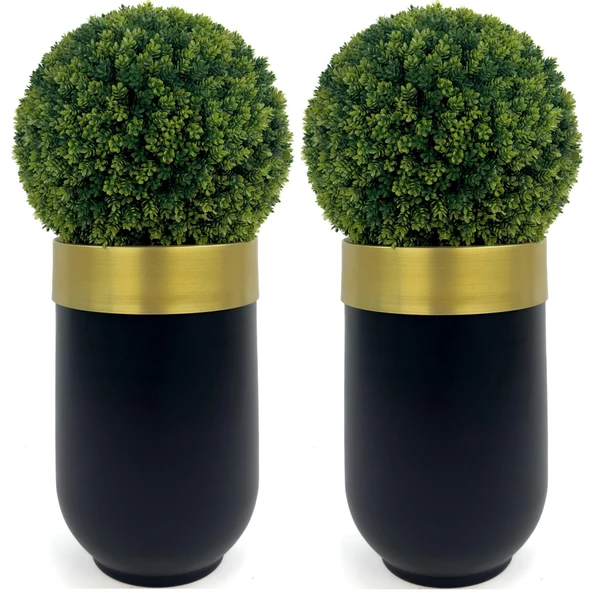 BİÇİÇEK Şimşir Ağacı 90cm Siyah gold darbuka saksıda - 7