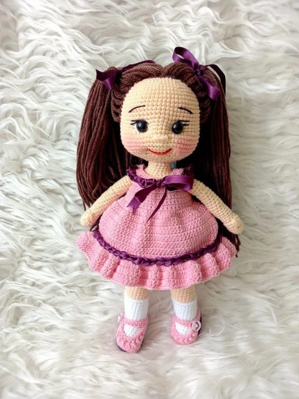 Pembe Pamuk Şekerim Bebek Amigurumi Organik Oyuncak