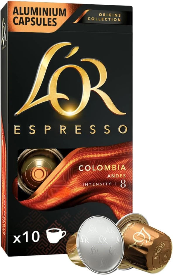 - Espresso Kahve - Colombia - Origins Collection - Yoğunluk 8 - Turunçgil Notaları - 1 Paket x 10 Alüminyum Kapsül