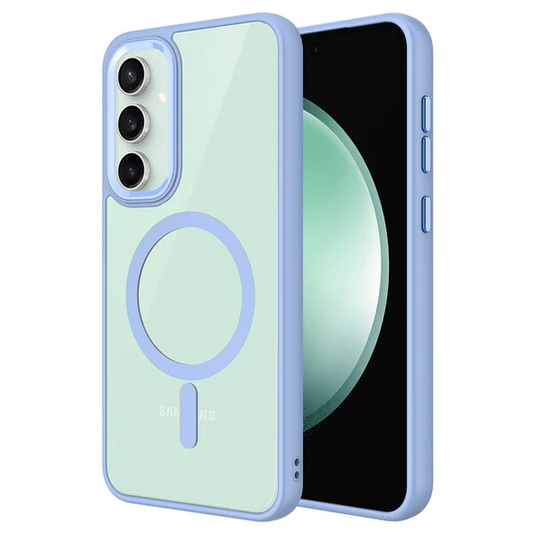 Samsung Galaxy S23 FE Kılıf Wireless Şarj Özellikli Krom Magsafe Silikon Kapak - Resim 2