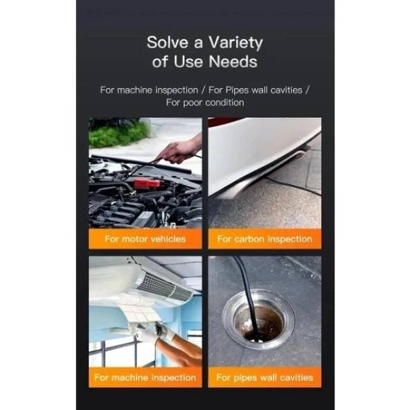 Endüstriyel Endoskop 10 Metre Yılan Kamera 4.3 Inç IPS Ekran IP67 Su Geçirmez Kamera HD1080P 8mm Lens (Araba- Boru Kanalizasyon Inceleme Kamerası) - 3