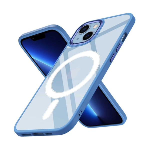 iPhone 13 Kılıf Wireless Şarj Özellikli Krom Magsafe Silikon Kapak - Resim 12