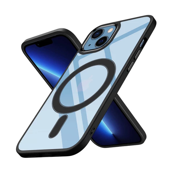 iPhone 13 Kılıf Wireless Şarj Özellikli Krom Magsafe Silikon Kapak - Resim 10