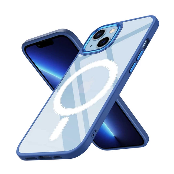 iPhone 13 Kılıf Wireless Şarj Özellikli Krom Magsafe Silikon Kapak - Resim 11