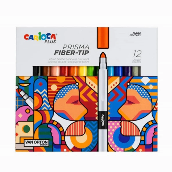Carioca Plus Prisma Fiber Uçlu Keçeli Boya Kalemi 12'li