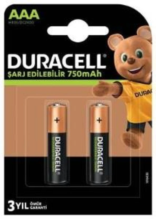 NessiWorld Duracell Şarj Edilebilir Pil 2'Li AAA 750 mAh