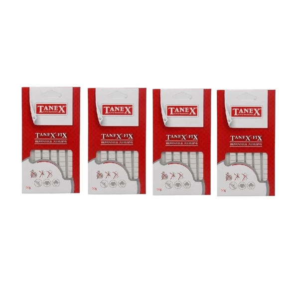 TANEX TANEX FIX YAPIŞTIRICI ETİKET BEYAZ RENK 50 gram ( 4 Paket )