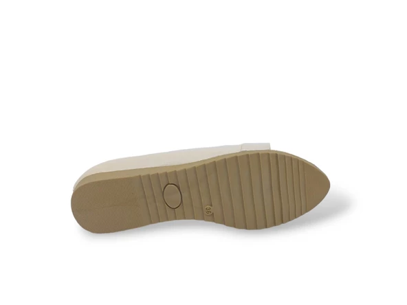 Zerhan 3059 Kadın Krem Tokalı Pırıltılı Babet Ayakkabı - Resim 5