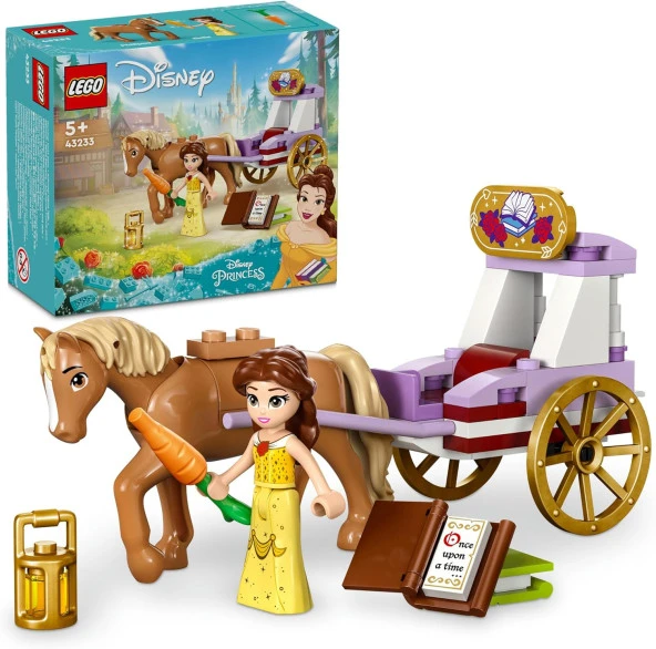 ǀ Disney Princess Belle in Hikaye Zamanı At Arabası 43233-5 Yaş ve Üzeri Prensesleri Seven Çocuklar İçin Yaratıcı Oyuncak Yapım Seti