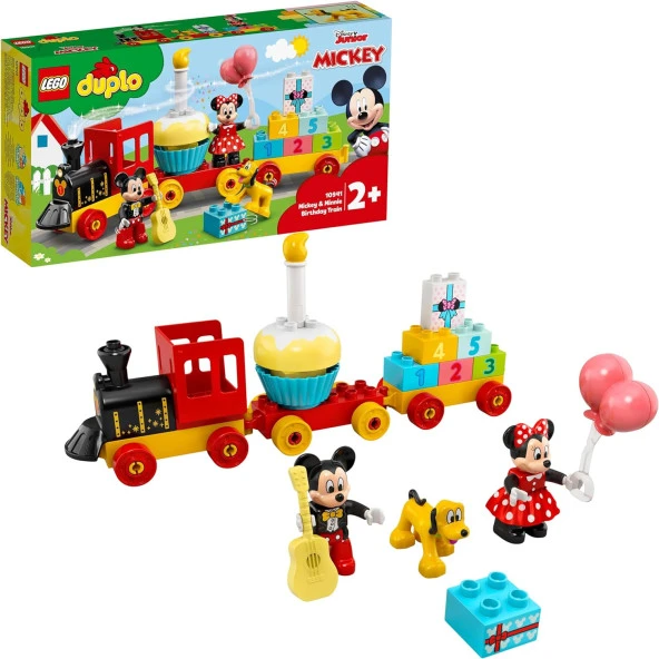 ǀ Disney Mickey ve Minnie Doğum Günü Treni 10941-2 Yaş ve Üzeri Çocuklar için Rakamlı Doğum Günü Treni İçeren Eğitici Yapım Seti (22 Parça)