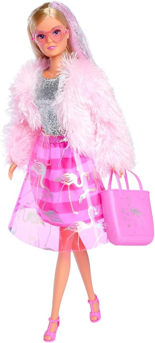 105733559, Steffi Love Bebek Flamingo Tarzı Kıyafetli, Parıltılı Saçlı, 29 cm, Sosyetik Kıyafet, Steffi Love Baby Flamingo Style
