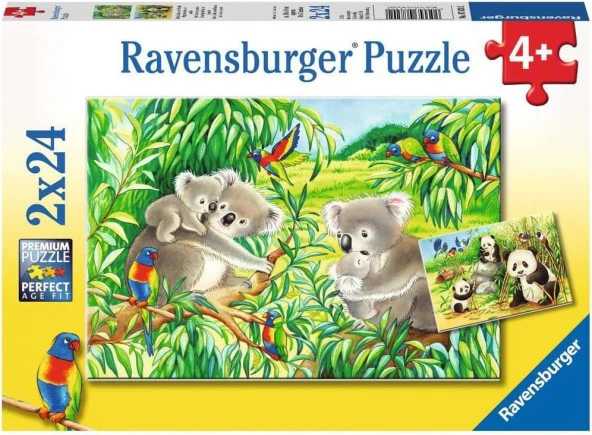 (78202) 2 X 24 Parça Puzzle Koalas Pandas