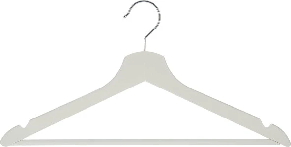 "Bumerang" ahşap elbise askısı, 8 li paket, masif ahşap, beyaz