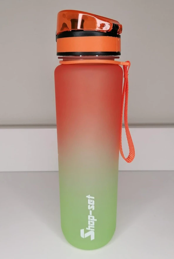 1000 ML Tritan Motivasyonlu Su Matarası (TURUNCU - NEON YEŞİL)