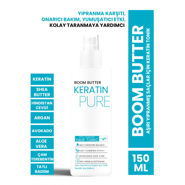 BOOM BUTTER Aşırı Yıpranmış Saçlar için Yumuşatma ve Güçlendirme Etkili Keratin Tonik 150ML