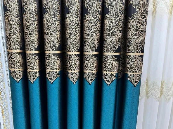 NİVEMESHOME MİLAS 671539 ZÜMRÜT YEŞİLİ 1/3 SIK PİLELİ FON PERDE APM - 3