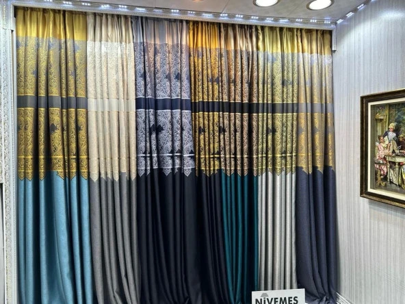 NİVEMESHOME MİLAS 671539 ZÜMRÜT YEŞİLİ 1/3 SIK PİLELİ FON PERDE APM - 8