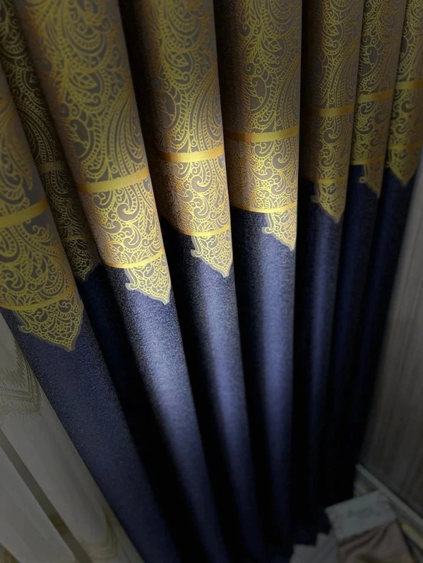 NİVEMESHOME MİLAS ANTRASİT-GOLD 671539 1/3 SIK PİLELİ FON PERDE APM - 6