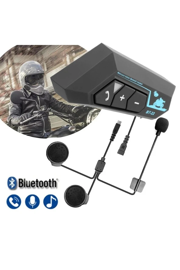 Kask Intercom Bluetooth Kulaklık Bt22 Bluetooth Motosiklet Kulaklık 5.0 Motosiklet Kulaklık