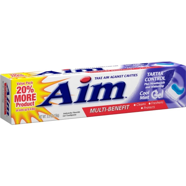 Aim Multi-Benefit Tartar Control Toothpaste, Cool Mint Gel 156gr