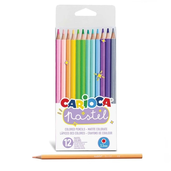 Carioca Pastel Renkli Kuru Boya Kalemi 12'li