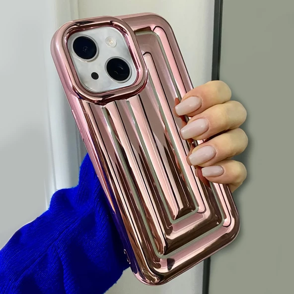 iPhone 13 Pro Rudra Seri Labirent Desen 3D Metalik Silikon Kapak - 10