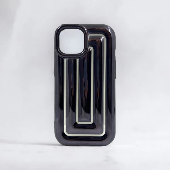 iPhone 13 Rudra Seri Labirent Desen 3D Metalik Silikon Kapak - 6