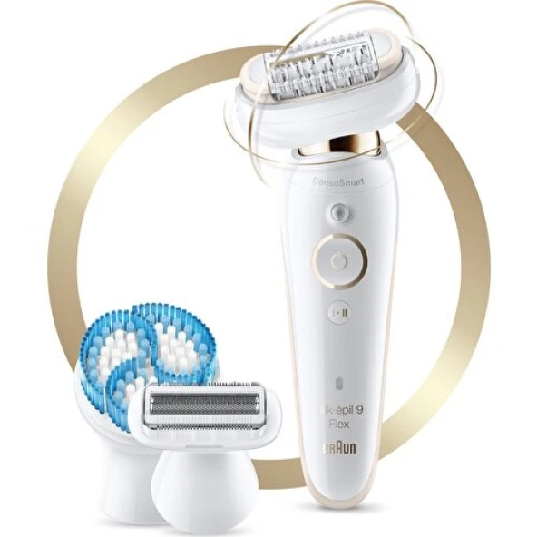 Braun Silk-épil 9 Flex 9010 SensoSmart Kablosuz Islak & Kuru 6 Ek Parçalı 3'ü 1 Arada Epilatör