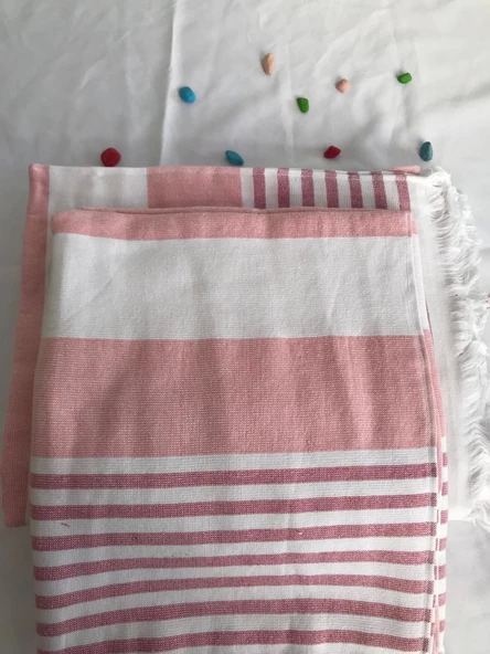 NİVEMESHOME NARÇİÇEĞİ-BEYAZ ÇİZGİLİ PÜSKÜLLÜ PLAJ HAVLUSU - 6