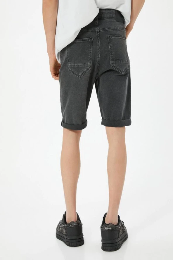 Koton Kot Şort Slim Fit 5 Cepli Düğmeli - 4