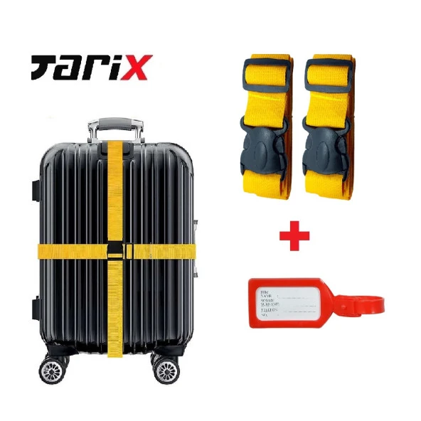 tarix 2 adet Sarı Valiz kemeri + 1 adet Kırmızı valiz etiketi - 2