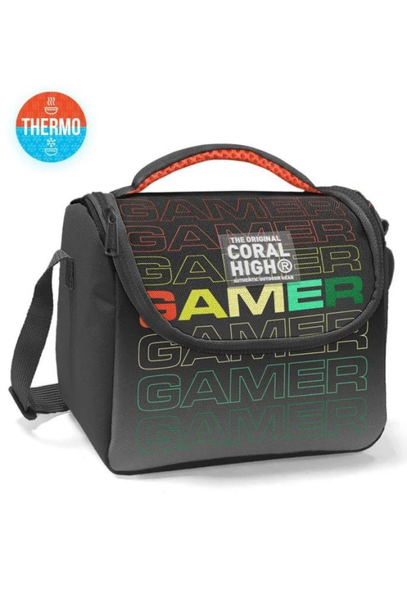 Coral High Thermo Beslenme Çantası Siyah Gri Gamer Desenli 11780