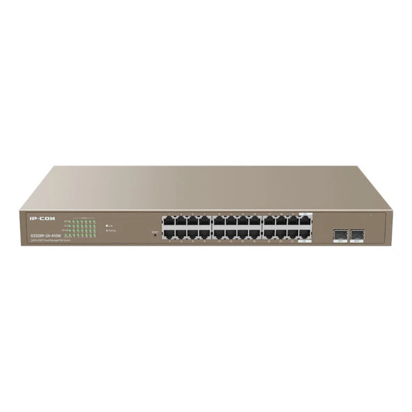 IP-COM IP-G3326P-24-410W 24 PORT 10/100/1000 24 PORT POE 2 X SFP 370W CLOUD YÖNETILEBILIR RACK MOUNT SWITCH