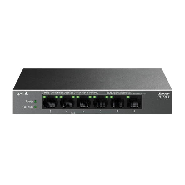 TP-LINK Tp-Link 6Port LS106LP 10/100Mbps 4xPoE 40W Desktop Switch