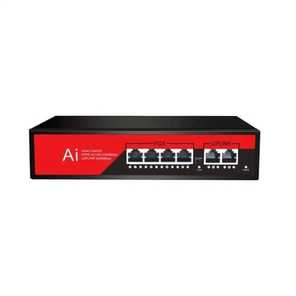 EZCOOL EZ-04PSF-FG 4xGE 2x1GE YÖNETILEMEZ GIGABIT POE SWITCH 65 WATT