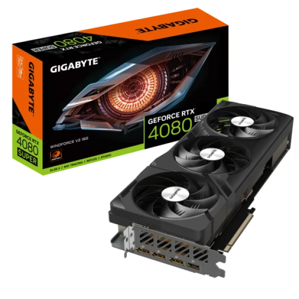 GIGABYTE GV-N408SWF3V2-16GD, RTX4080 SUPER, WINDFORCE V2, 16Gb, GDDR6, 256BIT, 1xHDMI, 3xDP, RGB Led, GAMING Ekran KARTI