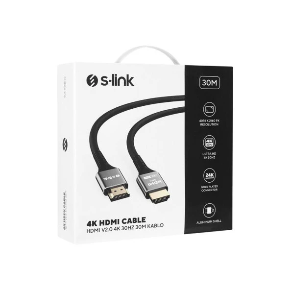 SLINK S-LINK SLX-HD4K30 19+1 HDMI TO HDMI 30M METAL V2.0 4K 4096*2160 30HZ KABLO - 2