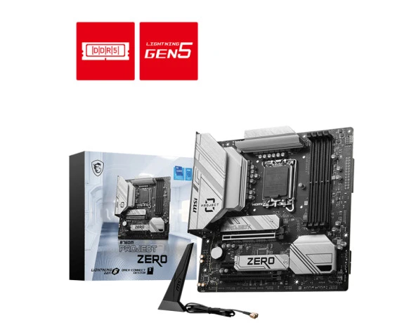 MSI MB B760M PROJECT ZERO SOKET 1700 DDR5 7800OC PCI-E ,M.2 USB3.2 HDMI,DP 1x 2.5G LAN WI-FI 6E Matx