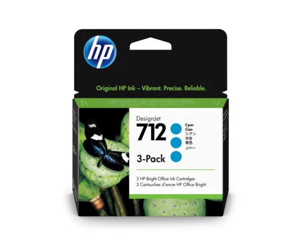 HP 3ED77A 712 MAVI 29ml 3 PACKS GENIS FORMAT MUREKKEP KARTUSU