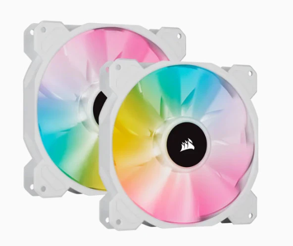 CORSAIR FAN-CO-9050139-WW iCUE SP140 RGB ELITE Performance 140mm White PWM Fan - Dual Fan Kit with Lighting Node CORE