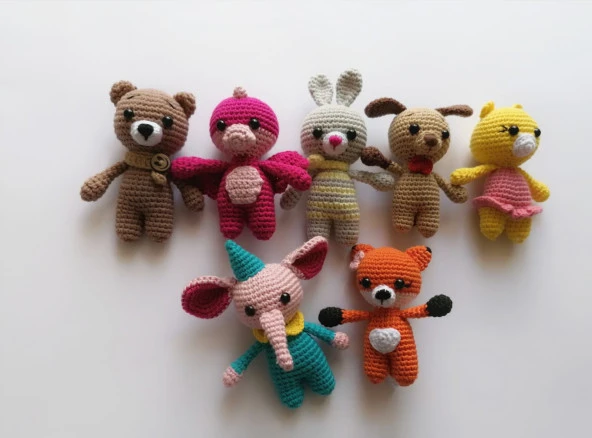 Sevimli Tayfa Maskot Takımı Amigurumi Organik Oyuncak - 1